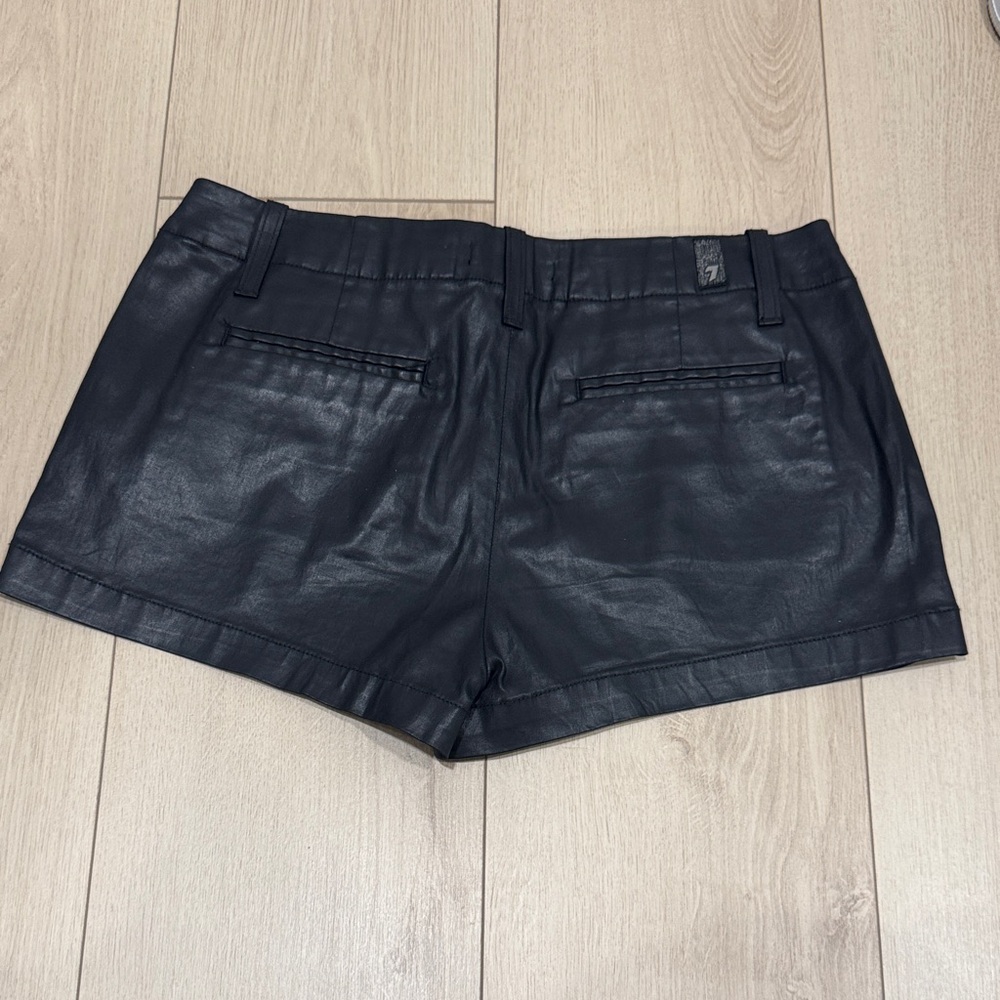 Black  7 Seven For All Mankind Faux  Leather Women Shorts 26